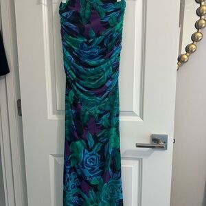 AFRM Vibrant Purple and Green Patterned Dress